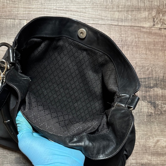 Auth Vintage Gucci Bamboo Leather Black 2 Way - Picture 11 of 16